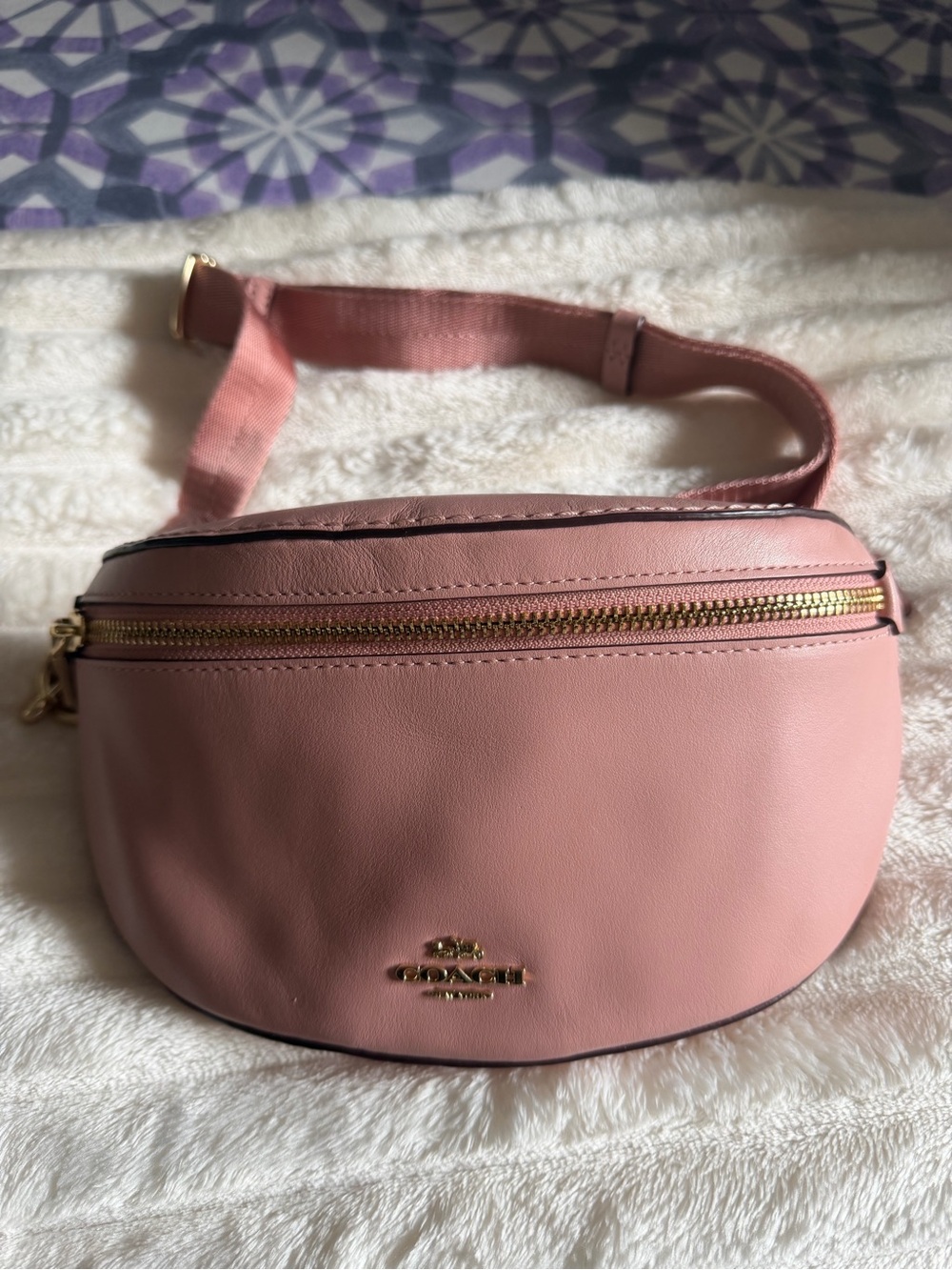 Coach x selena gonez Pink Leather Crossbody Belt Bag with Gold Hardware